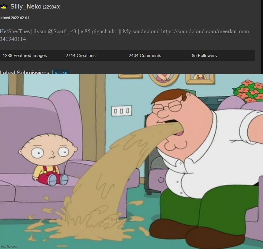 Who here remembers this arc of me in March 2024 or smth | image tagged in peter griffin vomit | made w/ Imgflip meme maker