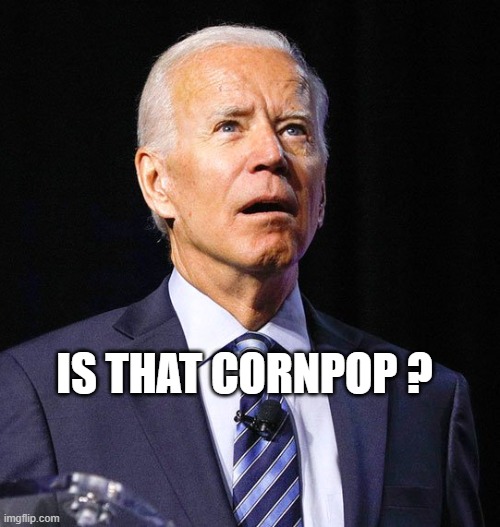 Joe Biden | IS THAT CORNPOP ? | image tagged in joe biden | made w/ Imgflip meme maker