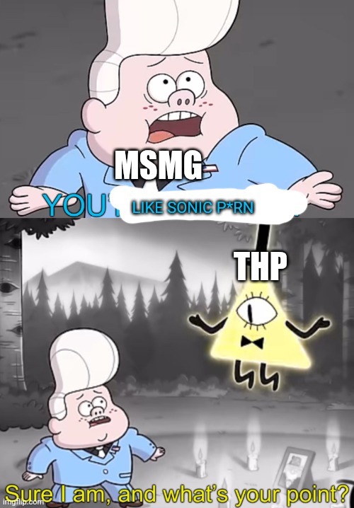 Sure I am, and what’s your point? | MSMG; LIKE SONIC P*RN; THP | image tagged in sure i am and what s your point | made w/ Imgflip meme maker