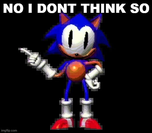 rewrite sonic | NO I DONT THINK SO | image tagged in rewrite sonic | made w/ Imgflip meme maker