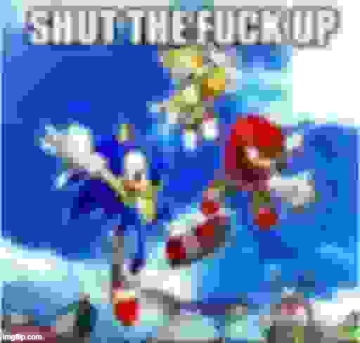 Shitty quality sonic stfu | image tagged in shitty quality sonic stfu | made w/ Imgflip meme maker