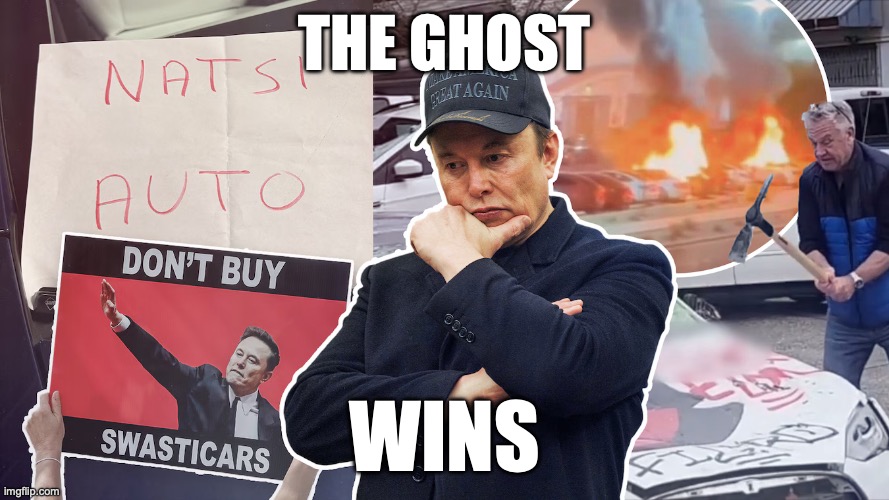 Elon Musk / Soon dead | THE GHOST; WINS | image tagged in drugs,elon musk,treason,tesla,spacex | made w/ Imgflip meme maker