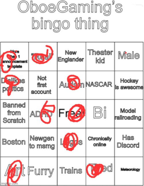 OboeGaming bingo thing V1 | image tagged in oboegaming bingo thing v1 | made w/ Imgflip meme maker