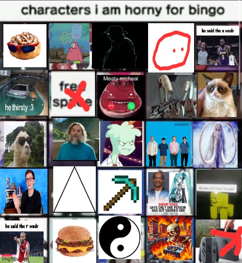 i love free space | image tagged in characters i am horny | made w/ Imgflip meme maker