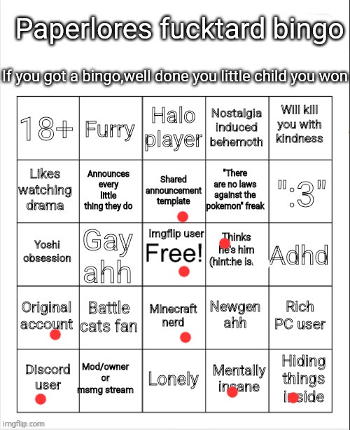 Vaporeons fucktard bingo | image tagged in vaporeons fucktard bingo | made w/ Imgflip meme maker