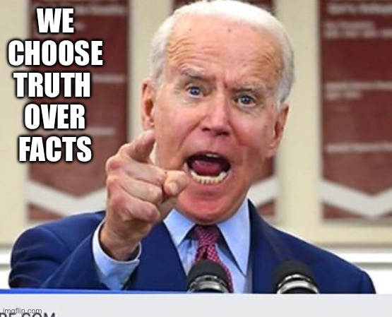 Joe Biden no malarkey | WE CHOOSE
TRUTH 
OVER FACTS | image tagged in joe biden no malarkey | made w/ Imgflip meme maker