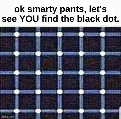 ok smarty pants, let's see YOU find the black dot. | made w/ Imgflip meme maker