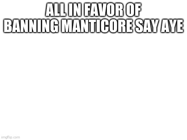 ALL IN FAVOR OF BANNING MANTICORE SAY AYE | made w/ Imgflip meme maker