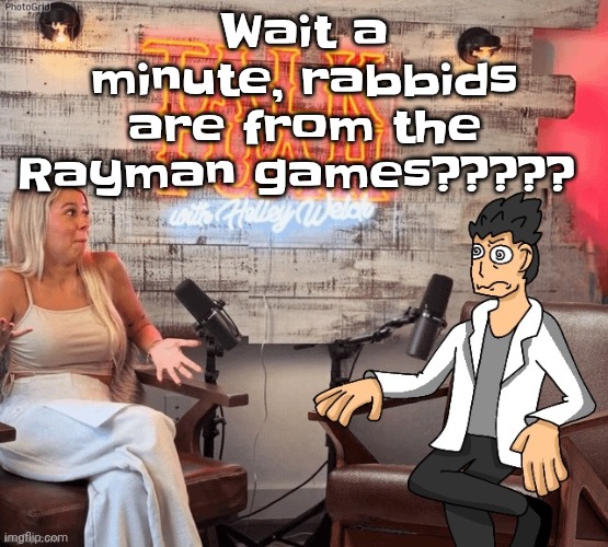 Lmao | Wait a minute, rabbids are from the Rayman games????? | image tagged in hawk 002ah | made w/ Imgflip meme maker