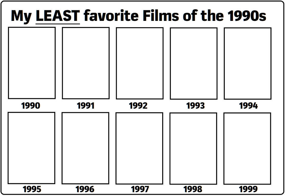 my least favorite films of the 1990s Blank Meme Template
