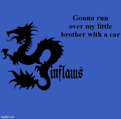 Inflaws | Gonna run over my little brother with a car | image tagged in inflaws | made w/ Imgflip meme maker