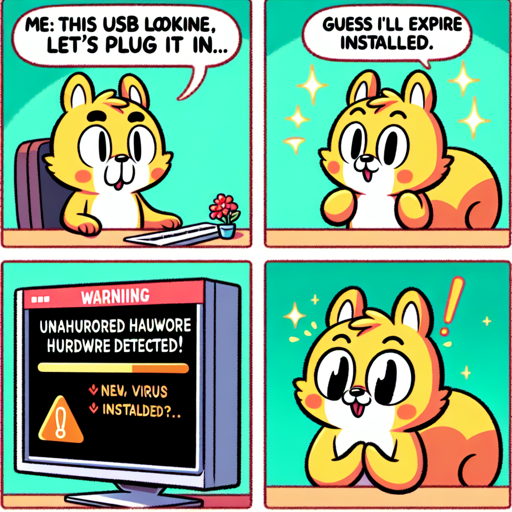 Top text: "Me: This USB looks fine, let’s plug it in..." Image: Blank Meme Template