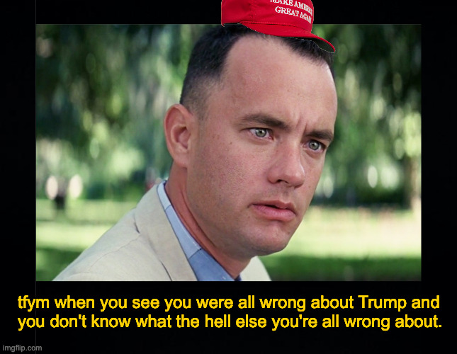 Mister Magoon. | tfym when you see you were all wrong about Trump and
you don't know what the hell else you're all wrong about. | image tagged in memes,and just like that,trump,maga,mister magoon,he was thinking | made w/ Imgflip meme maker