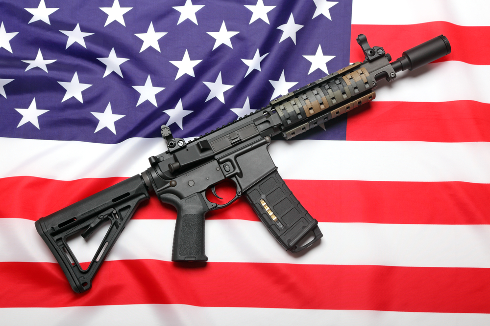 American Flag and AR-15 gun firearm rifle Blank Meme Template