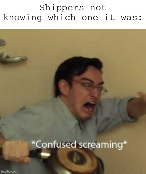 filthy frank confused scream | Shippers not knowing which one it was: | image tagged in filthy frank confused scream | made w/ Imgflip meme maker