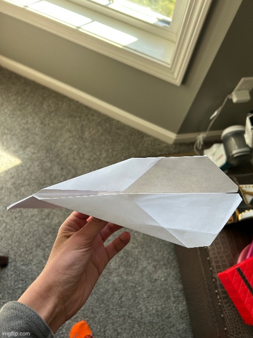 Hexagonal paper airplane that can barely stay afloat for more than 2 seconds | made w/ Imgflip meme maker