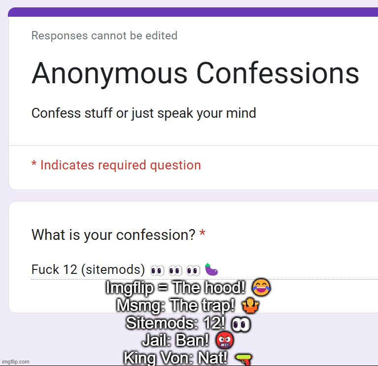 Imgflip = The hood! 😂
Msmg: The trap! 🤷
Sitemods: 12! 👀
Jail: Ban! 🤬
King Von: Nat! 🔫 | made w/ Imgflip meme maker