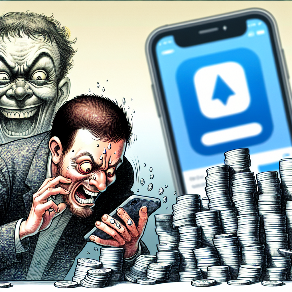 A cartoon of a guy frantically tapping his phone, surrounded by Blank Meme Template
