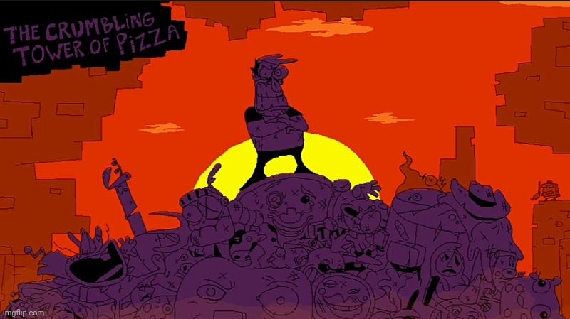 The crumbling tower of pizza | image tagged in the crumbling tower of pizza | made w/ Imgflip meme maker
