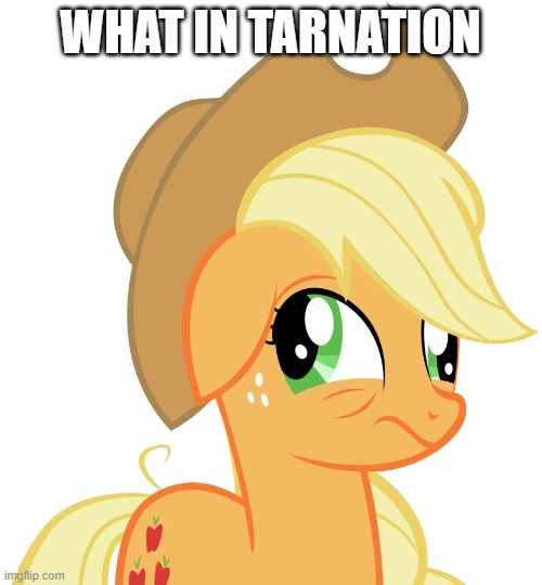 Drunk/sleepy Applejack | WHAT IN TARNATION | image tagged in drunk/sleepy applejack | made w/ Imgflip meme maker