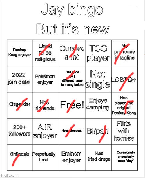 Jay new bingo | image tagged in jay new bingo | made w/ Imgflip meme maker