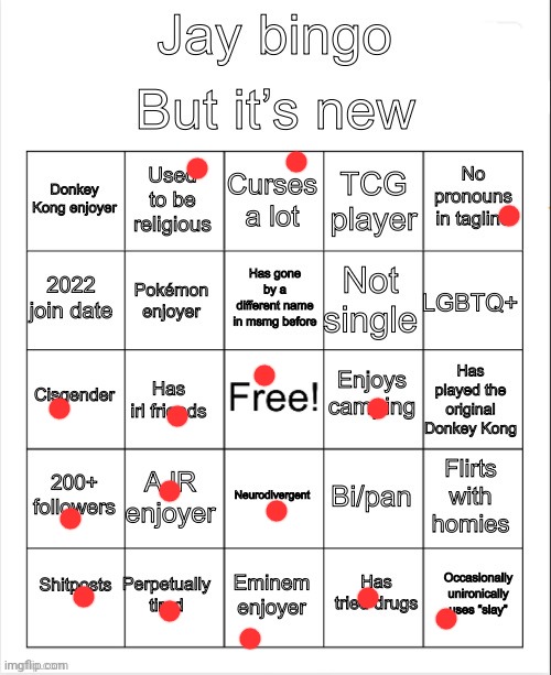 Jay new bingo | image tagged in jay new bingo | made w/ Imgflip meme maker