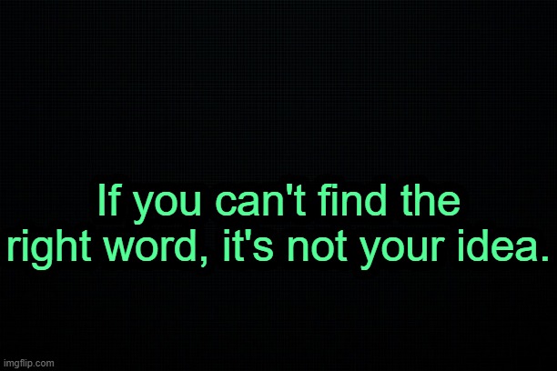 . | If you can't find the right word, it's not your idea. | image tagged in the black | made w/ Imgflip meme maker