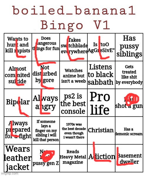 L bingo ngl | image tagged in boiled_banana1 bingo v1 | made w/ Imgflip meme maker