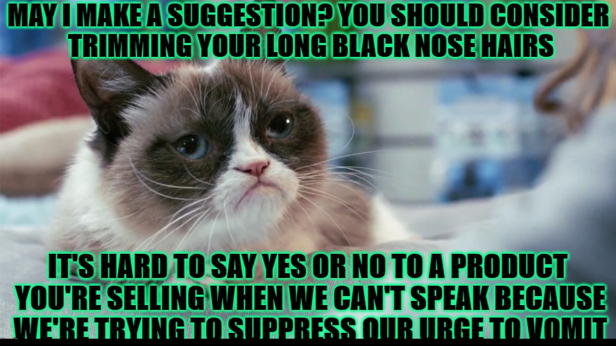 Rude Miss Grump | image tagged in cats,funny,grumpy cat,insults,judgement,gross | made w/ Imgflip meme maker