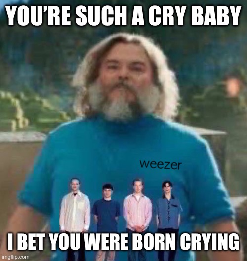 I am Steve weezer | YOU’RE SUCH A CRY BABY; I BET YOU WERE BORN CRYING | image tagged in i am steve weezer | made w/ Imgflip meme maker