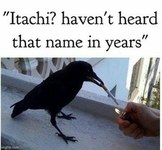 ahhh ... we called that | image tagged in anime,naruto,funny,crow,itachi,cigarette | made w/ Imgflip meme maker