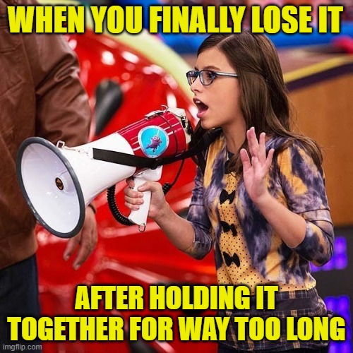 That feeling! | WHEN YOU FINALLY LOSE IT; AFTER HOLDING IT TOGETHER FOR WAY TOO LONG | image tagged in memes | made w/ Imgflip meme maker