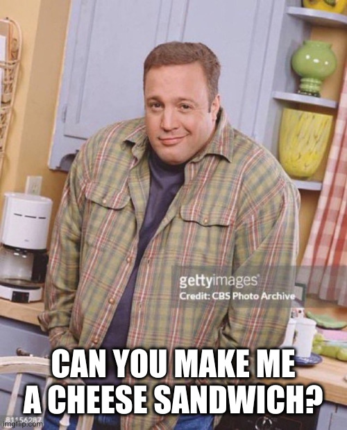 Kevin James | CAN YOU MAKE ME A CHEESE SANDWICH? | image tagged in kevin james | made w/ Imgflip meme maker