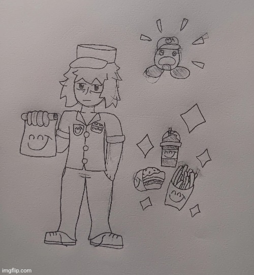 Main character of a TV show idea I had about a dude who works a fast food job inside a government cente | made w/ Imgflip meme maker