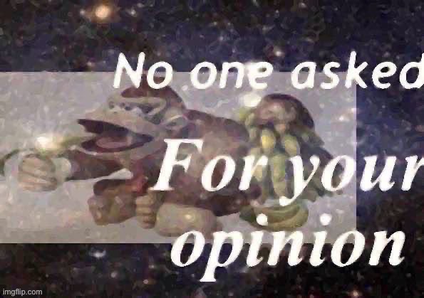 No one asked for your opinion | image tagged in no one asked for your opinion | made w/ Imgflip meme maker