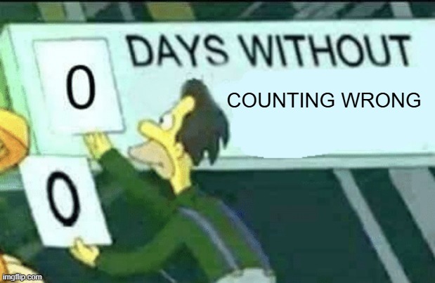 0 days without (Lenny, Simpsons) | COUNTING WRONG | image tagged in 0 days without lenny simpsons | made w/ Imgflip meme maker