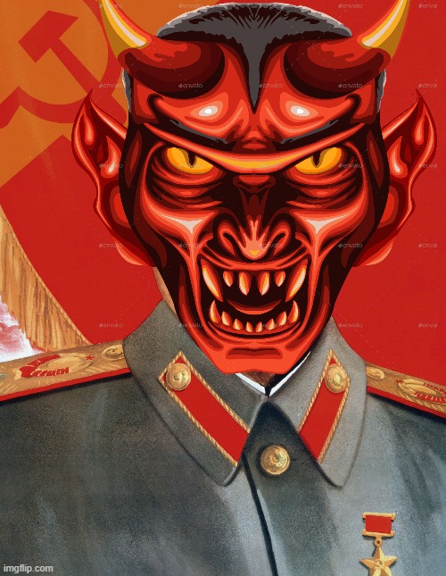 communist devil | image tagged in joseph stalin,communist,devil,communism | made w/ Imgflip meme maker