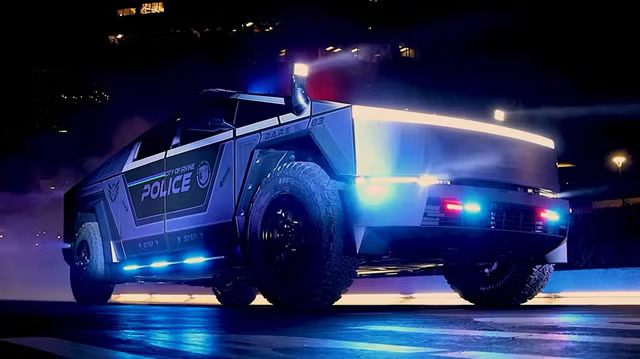 Tesla Cybertruck Cop Car Blank Meme Template