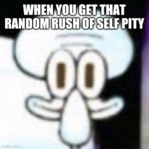 I feel bad over it | WHEN YOU GET THAT RANDOM RUSH OF SELF PITY | image tagged in hello sir would you like to buy some lettuce | made w/ Imgflip meme maker