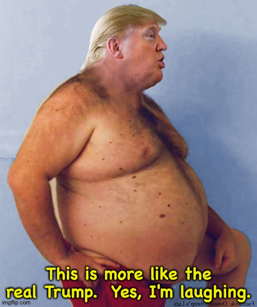 Trump fat naked | This is more like the real Trump.  Yes, I'm laughing. | image tagged in trump fat naked | made w/ Imgflip meme maker