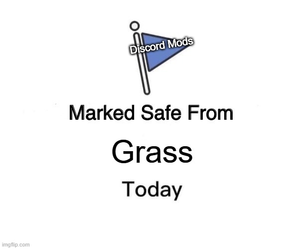 Discord Safety | Discord Mods; Grass | image tagged in memes,marked safe from | made w/ Imgflip meme maker