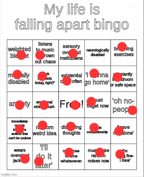 my life is falling apart bingo | image tagged in my life is falling apart bingo | made w/ Imgflip meme maker
