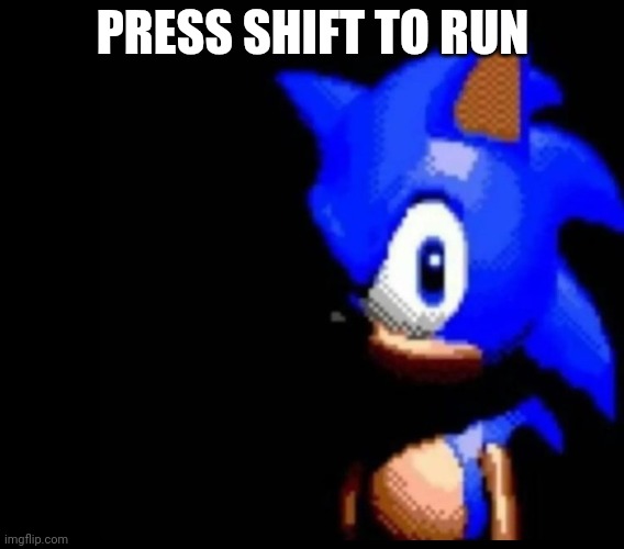 Sonic stares | PRESS SHIFT TO RUN | image tagged in sonic stares | made w/ Imgflip meme maker