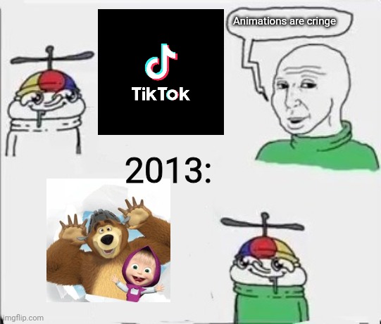 Wojak with kid child | Animations are cringe; 2013: | image tagged in wojak with kid child | made w/ Imgflip meme maker