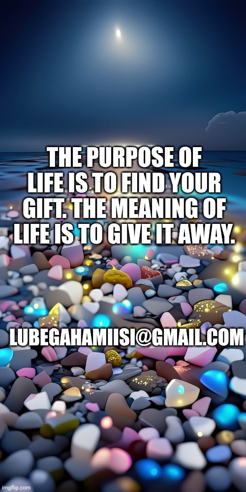 Hamiisi | THE PURPOSE OF LIFE IS TO FIND YOUR GIFT. THE MEANING OF LIFE IS TO GIVE IT AWAY. LUBEGAHAMIISI@GMAIL.COM | image tagged in hamiisi | made w/ Imgflip meme maker