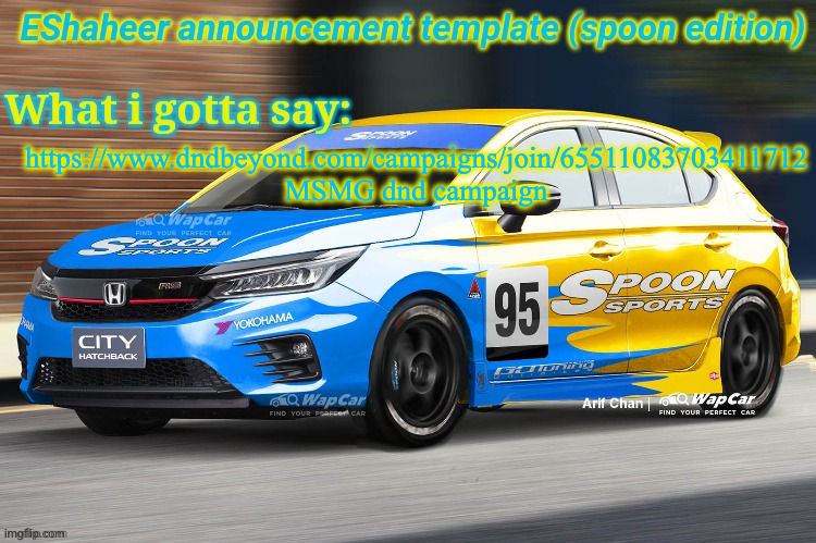 https://www.dndbeyond.com/campaigns/join/65511083703411712 | https://www.dndbeyond.com/campaigns/join/65511083703411712
MSMG dnd campaign | image tagged in eshaheer announcement temp spoon ed | made w/ Imgflip meme maker