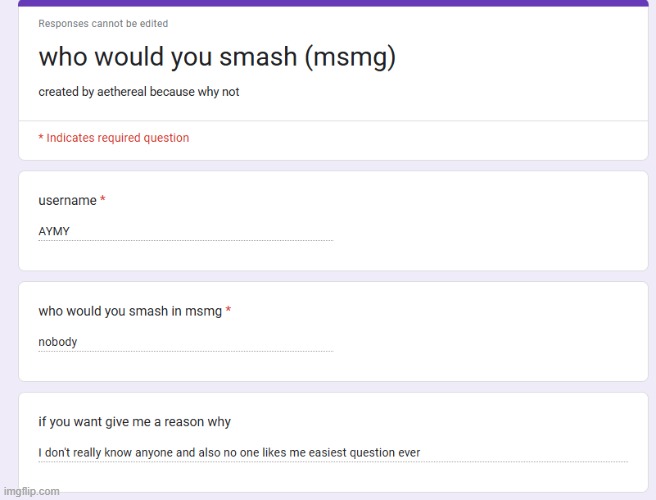 also side note anyone who answers this question and says they'll smash someone is a D E G E N E R A T E | made w/ Imgflip meme maker