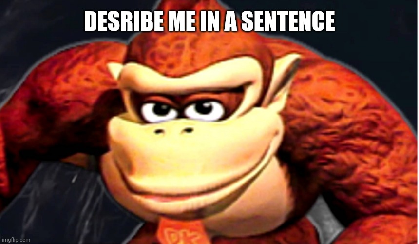 Donkey Kong’s Seducing Face | DESRIBE ME IN A SENTENCE | image tagged in donkey kong s seducing face | made w/ Imgflip meme maker
