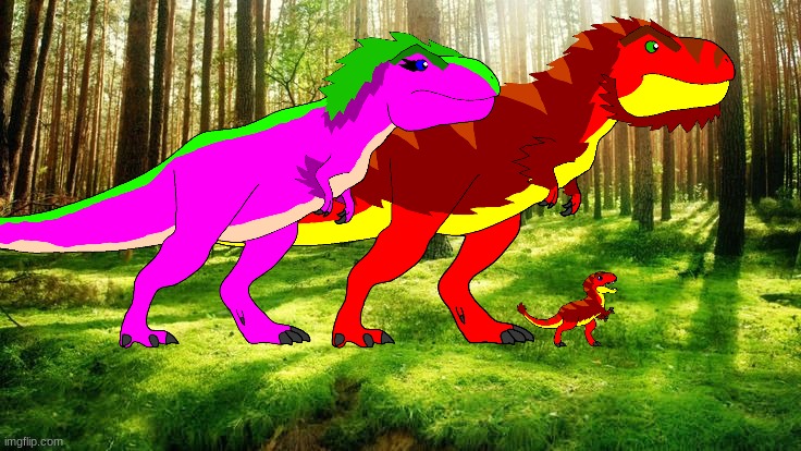 A Royal Family.mp3 | image tagged in tyrex,razer,tyrex jr,isla phanero,paleoverse,eoiverse | made w/ Imgflip meme maker