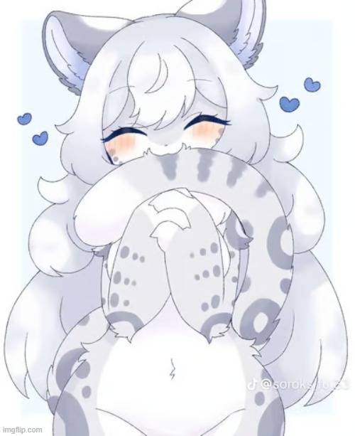 Feeling down!? here's a Cute Furry Snow-Leopard (Art Credit : 葛湯?kuyukuro) | image tagged in cute,wholesome,leopard,kemono,anime,cartoon | made w/ Imgflip meme maker